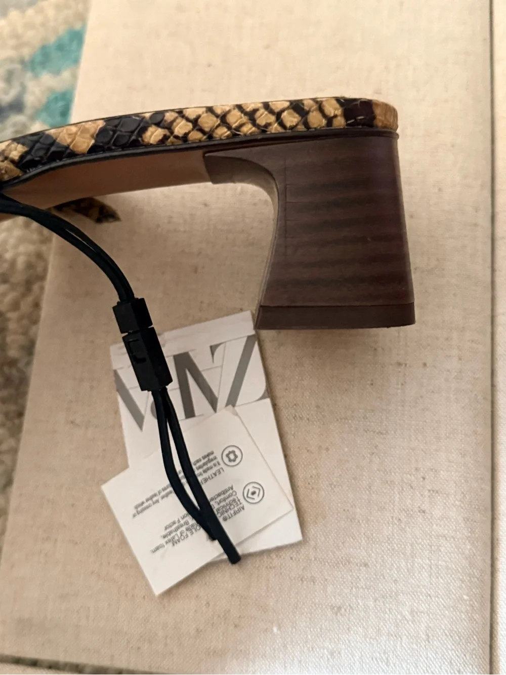 Zara Brown Snake-Print Strappy Heeled Mules sz 40 NWT
